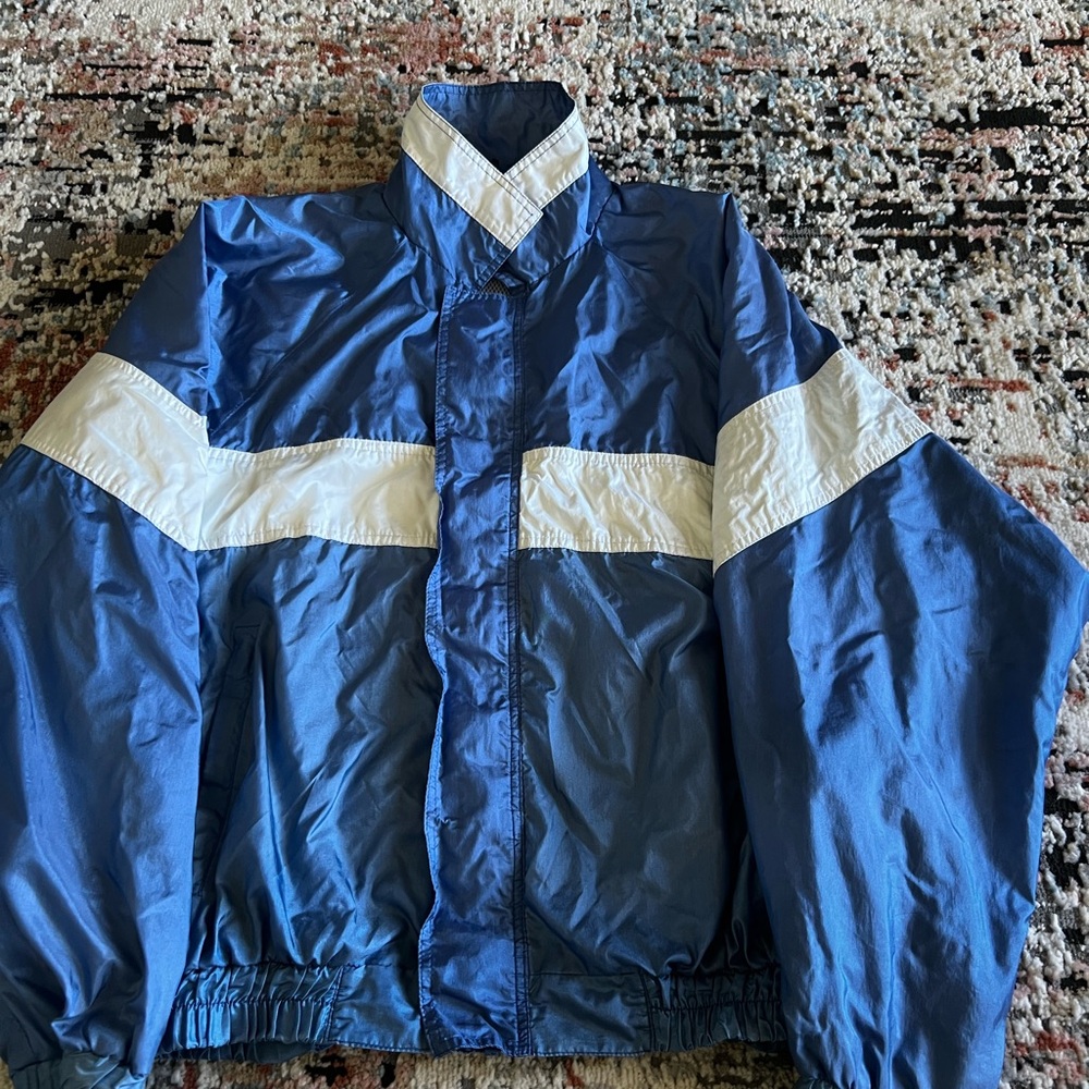 Vintage Duckster Blue and White Men's Jacket